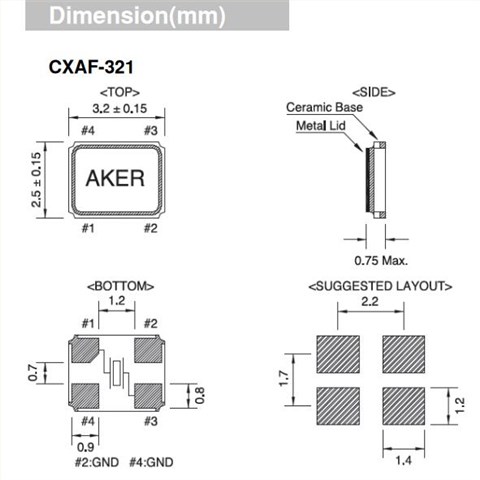 AKER晶振,贴片晶振,CXAF-321晶振,3225进口晶振