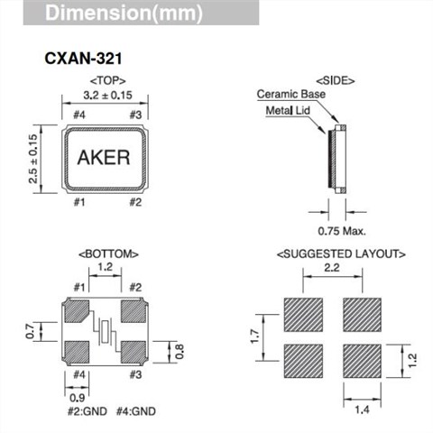 AKER晶振,贴片晶振,CXAN-321晶振,3225进口晶体
