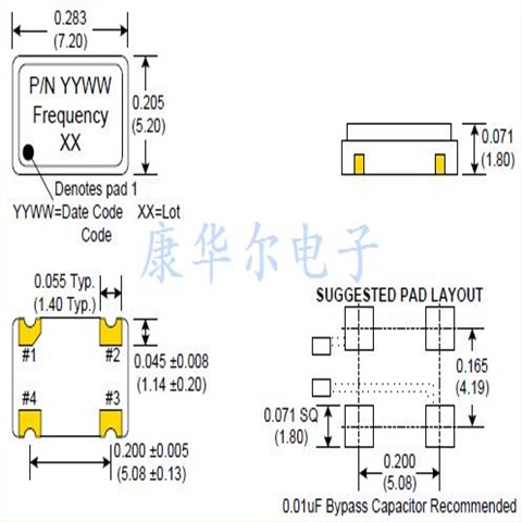 Crystek振荡器C3291晶振,C3291-3.686400有源贴片晶振