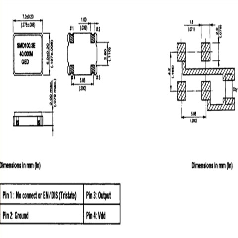 SMD100.3C(E/D)-52.000MHz,SMD100振荡器,GED低抖动晶振,7050mm,CMOS