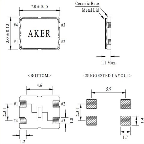C7S-12.000-12-3030-X-R,AKER Electronics,石英晶振,台湾晶振
