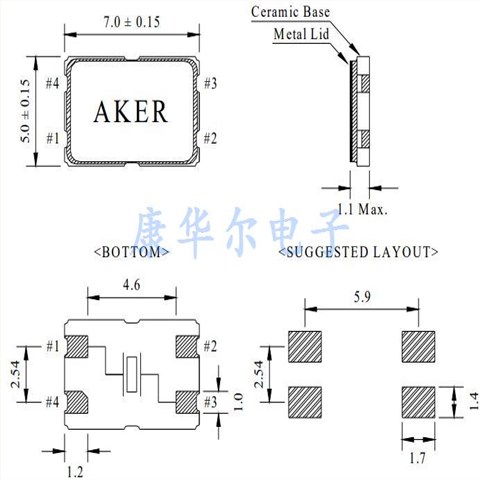 C7S-8.000-18-1030-X-R,AKER晶振厂家,石英晶振,SMD晶振