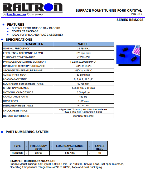Raltron晶振,贴片晶振,RSM200S晶振,低频晶振