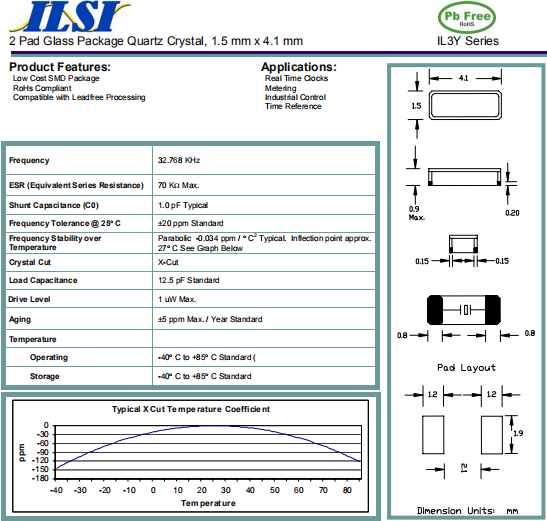 ILSI晶振,艾尔西石英晶体,IL3Y环保晶振